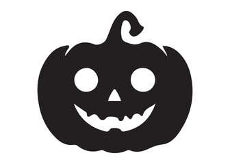 pumpkin with face logo silhouette vector, pumpkin face vector silhouette illustration, jack-o-lantern with pumpkin logo silhouette, pumpkin with funny face logo silhouettes vector on white background.
