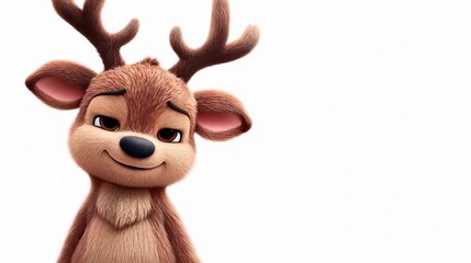 A cute cartoon reindeer with large antlers and a friendly expression. The character has a brown fur coat and is standing with its arms crossed. - Powered by Adobe