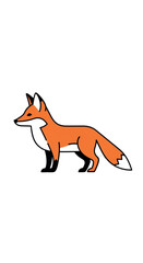 Obraz premium Cute Cartoon Fox Standing Profile View.