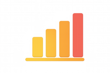 Colorful bar graph rising with transparent background, symbolizing growth, success, and positive performance
