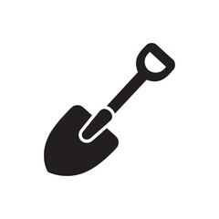  shovel silhouette black fill vector on white background. 