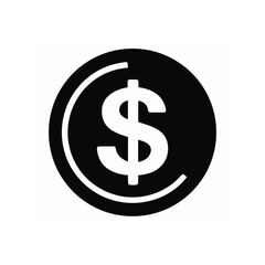 Obraz premium Black coin with a white dollar symbol on it on transparent background
