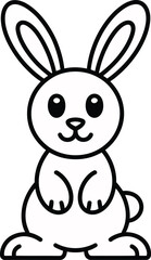 Adorable cartoon rabbit with big ears isolated on white background, ideal for childrens illustrations and easter themed designs, simple and sweet