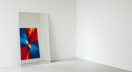 Empty room with a mirror leaning on the wall