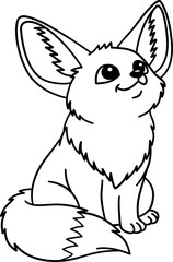 Fennec Fox Outline Cartoon vector illustration