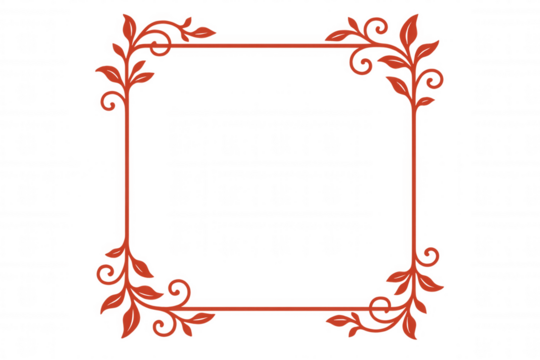 Delicate red flower border framing transparent canvas, enhancing wedding invitations, greeting cards, decorative graphic design elements