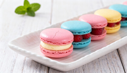 macaroons on a wooden table