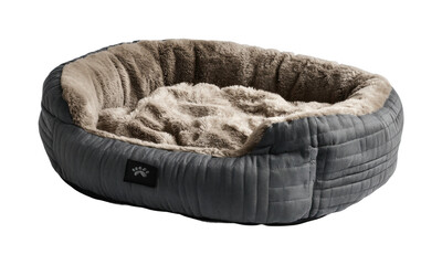 Comfortable pet bed for dogs home use soft fabric cozy environment top view isolated on transparent background, png
