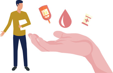 Boy takes blood sample