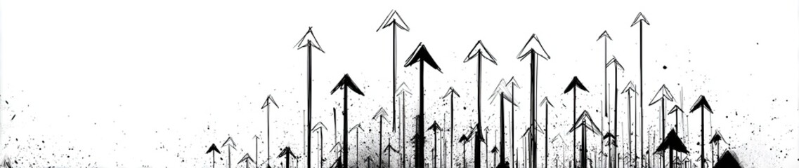 Abstract graphic of numerous upward-pointing arrows, creating a sense of growth and progress