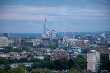 Panoramic view of London's cityscape from Parliament Hill.