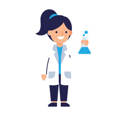 Fototapeta premium Scientist in Lab Coat Holding Flask A Cartoon Depiction for Education and Science