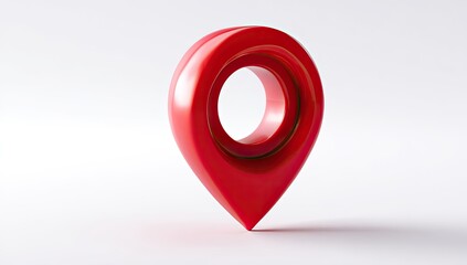 Red map marker on white background.  3D rendered, glossy, location,  pointing,  icon,  navigation,  geo,  digital,  red,  map