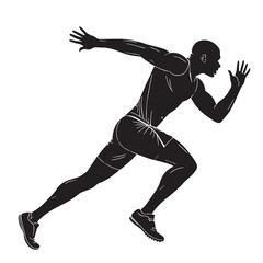 Black sprinting Silhouette Vector, High Quality Illustration on White Background