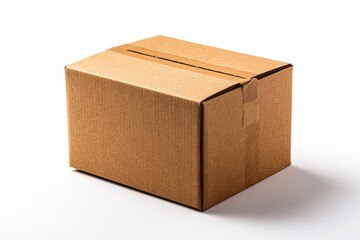 A light brown cardboard box on a white background