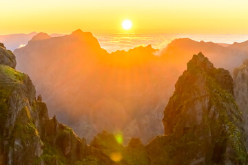On the PR1 hiking trail at Pico do Arieiro on the island of Madeira