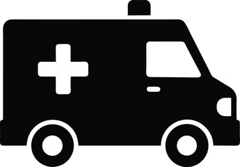 ambulance silhouette vector illustration on white background