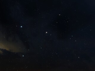 Stars in the night sky, astrophotography. Cluster of stars, astronomical landscape. Constellation isolated.