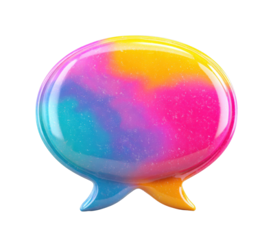 Colorful chat bubble design digital creative graphic modern style, isolated on transparent background, png