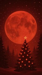 Fototapeta premium aesthetic red christmas moonlight wallpaper