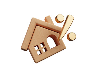 House or Real estate icon isolated on transparent background, Included the icons as realty, property, mortgage, home loan and more. Advertising concepts of real estate. Modern banner. 3d rendering