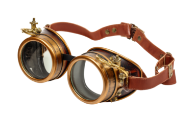 Exploring vintage steampunk goggles workshop product, isolated on transparent background, png