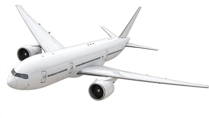 Obraz premium White passenger jet, side view, isolated on white