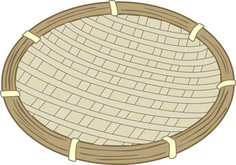 Traditional Korean Basket Illustration - Bamboo Basket 대나무 바구니 / 전통 생활용품