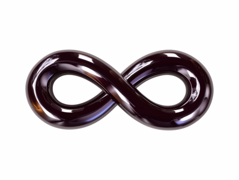 Elegant infinity symbol floating gracefully on a pristine white background representing eternity and endless possibilities in art and design isolate on transparent background