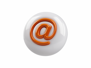 A striking white and orange email symbol floating elegantly on a soft background representing modern communication and digital connectivity isolate on transparent background