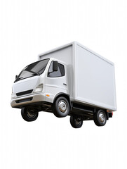 White delivery truck isolated on a white background with shallow depth of field for a clean and professional transportation theme isolate on transparent background