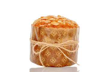 Traditional Easter cake isolated on white background, close-up.