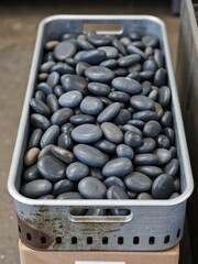 Collecting smooth river stones workshop decorative content indoor close-up nature's aesthetic