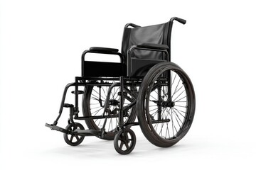 Fototapeta premium Black wheelchair against white background (1)
