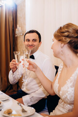 portrait of the newlyweds at the presidium