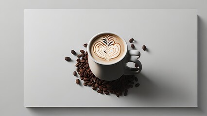 cup of coffee with coffee beans