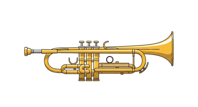 Golden Trumpet Musical Instrument Illustration.