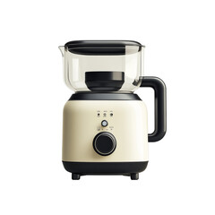 Vintage style electric kettle with glass carafe and cream base emitting cozy kitchen vibe