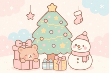 Fototapeta premium Cute festive holiday illustration.