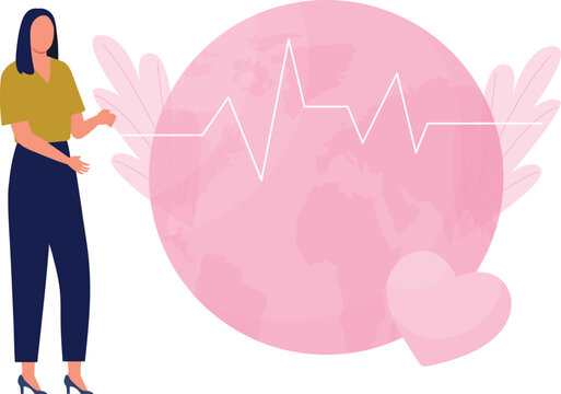 Girl giving explanation about heart care