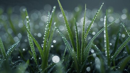 blades of grass covered in dew