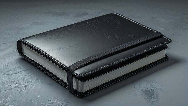 black leather notebook