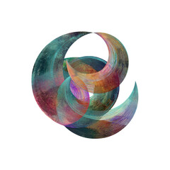 Abstract Swirling Crescents Intertwined Hues of Teal, Orange, and Purple