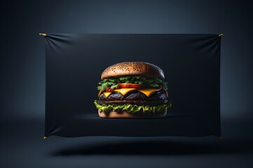 hamburger on black background