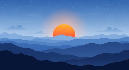 Sunrise Over Misty Mountains.