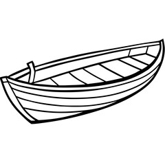 Antique Rowboat Line Vector