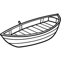 Antique Rowboat Line Vector