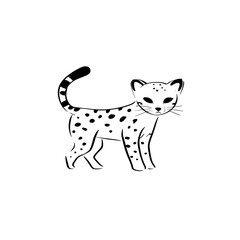 Fototapeta premium Ocelot. Ocelot simple black and white line art vector logo