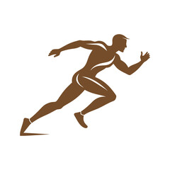 Running athlete silhouette vector design, sportsman sprinting illustration, fitness and gym training concept, marathon race runner icon, health and exercise symbol for sports branding.