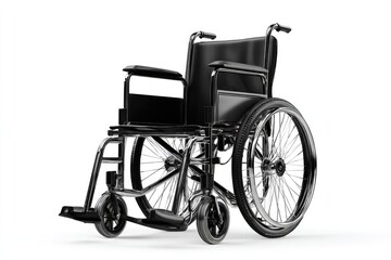 Fototapeta premium Black wheelchair, front view, isolated